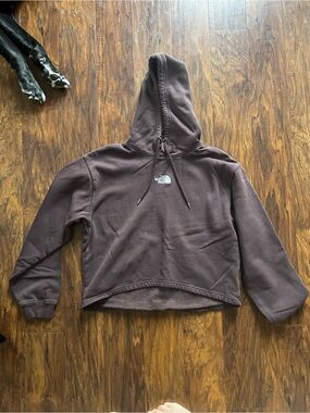 The North Face Women's Cropped Hoodie Sweater in Dark Brown